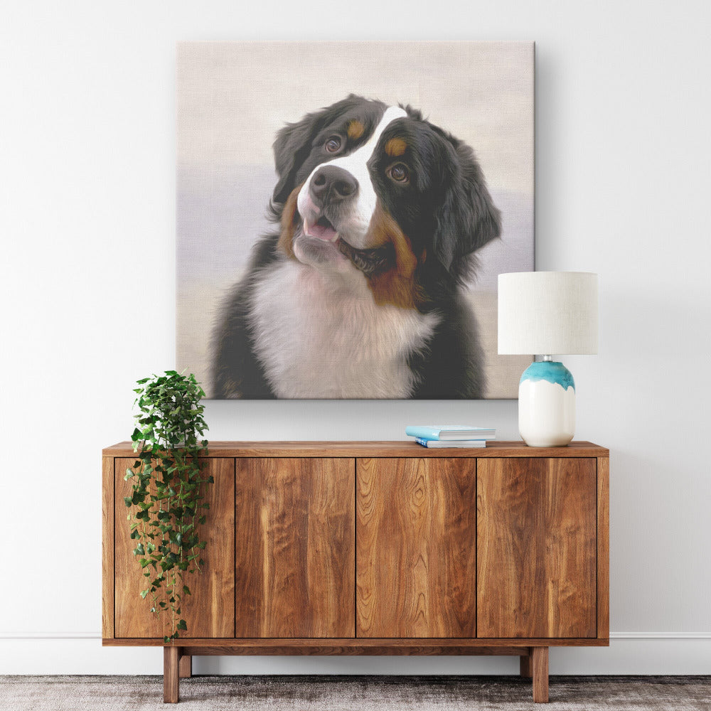 Buy Bernie V Gallery Canvas | Shop for Bernese Mountain Dog Wall Art | Roscoe & Charlie