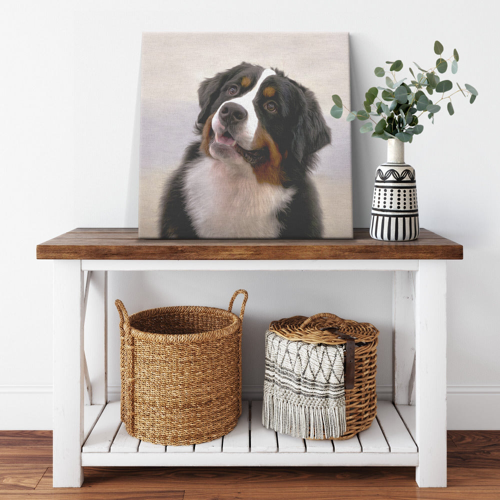 Buy Bernie V Gallery Canvas | Shop for Bernese Mountain Dog Wall Art | Roscoe & Charlie