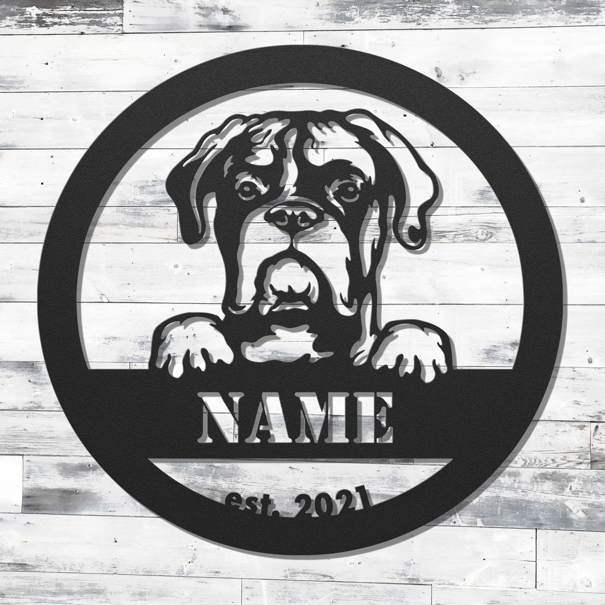 Buy Personalized Boxer Metal Wall Art | Black Personalized Boxer Metal Wall Art | Roscoe & Charlie