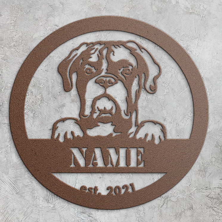 Buy Personalized Boxer Metal Wall Art | Copper Personalized Boxer Metal Wall Art | Roscoe & Charlie