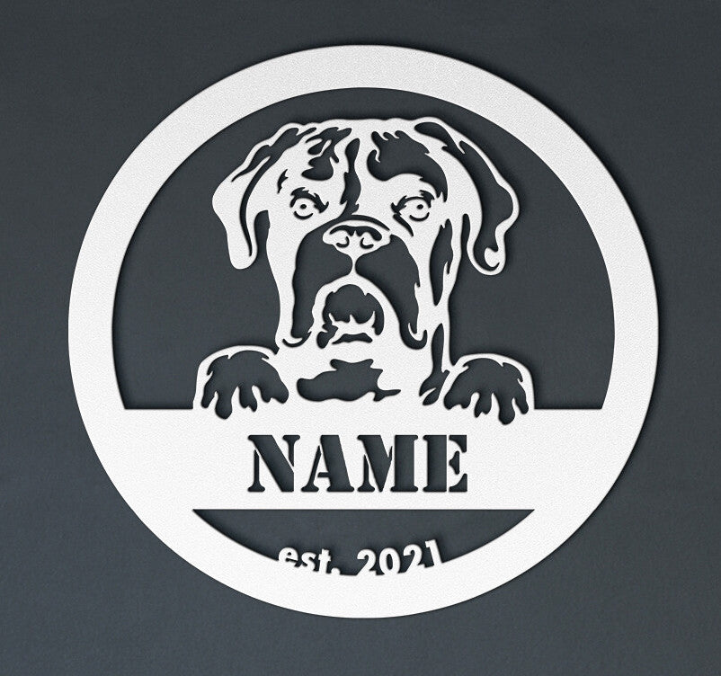 Buy Personalized Boxer Metal Wall Art | White Personalized Boxer Metal Wall Art | Roscoe & Charlie