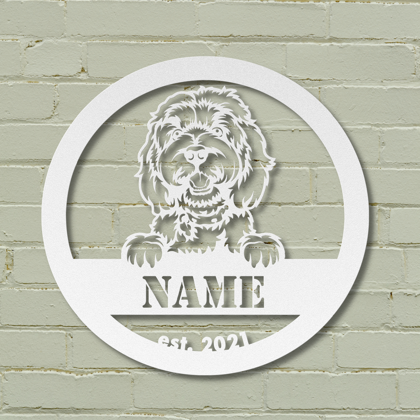 Buy Personalized Doodle Metal Wall Art | White | Roscoe & Charlie