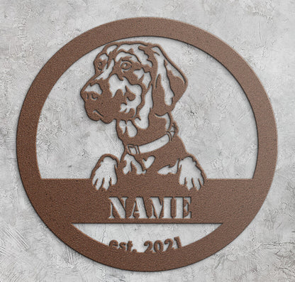 Buy Personalized Rhodesian Ridgeback Metal Wall Art | Gold Rhodesian Ridgeback Metal Art | Roscoe & Charlie