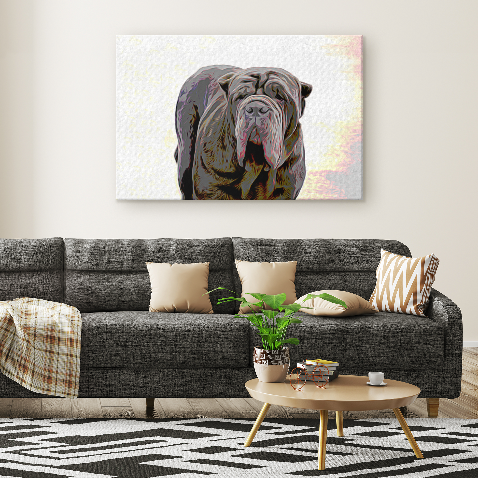 shop for canvas wall art with Neapolitan Mastiff prints online | Roscoe & Charlie