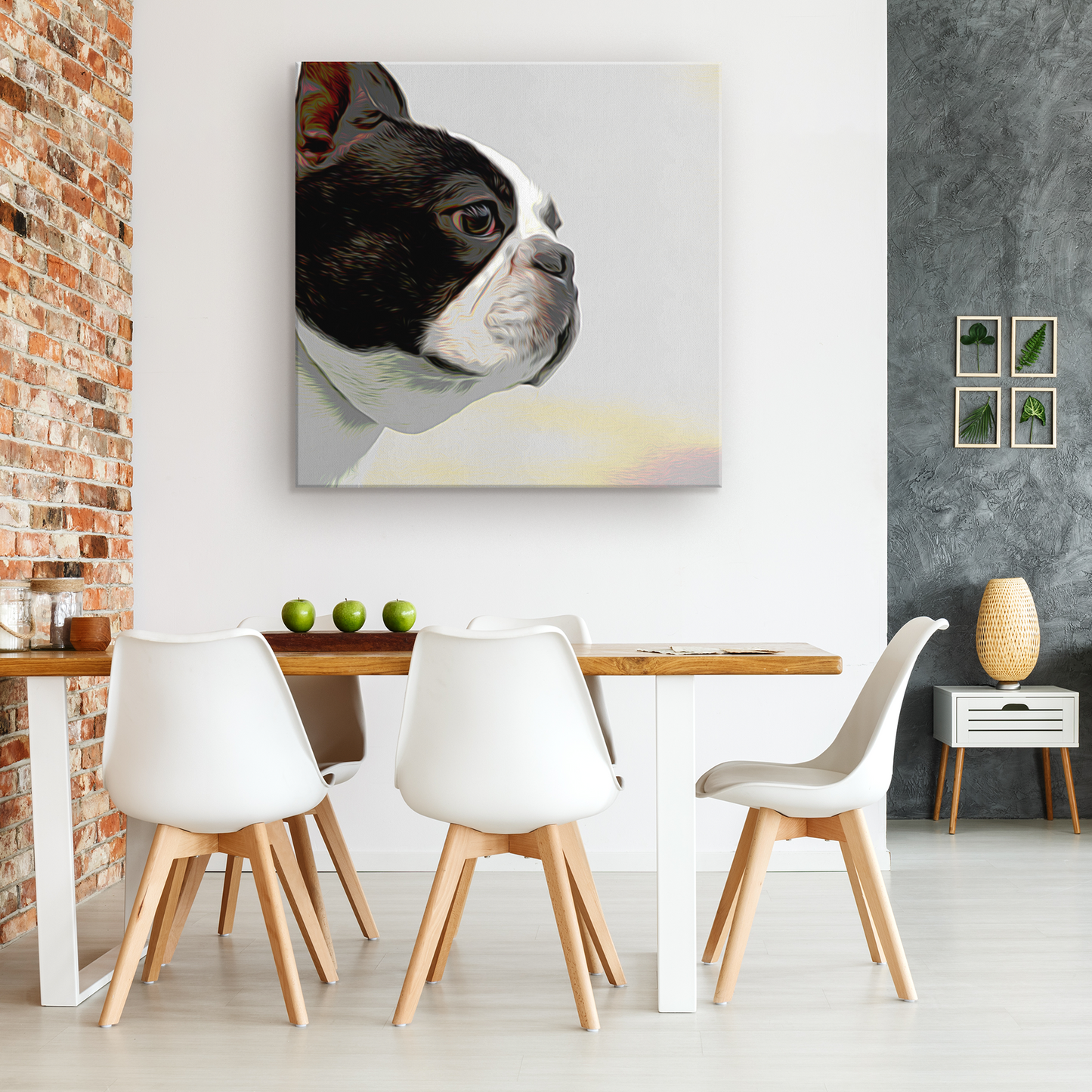 shop for canvas wall art with Boston Terrier prints online | Roscoe & Charlie