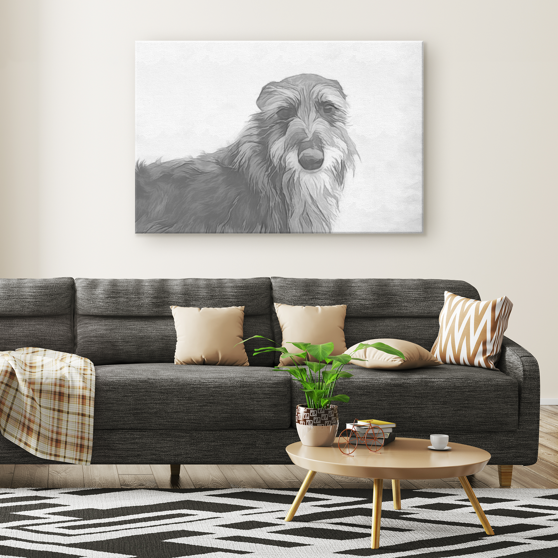 shop for canvas wall art with Irish Wolfhound prints online | Roscoe & Charlie